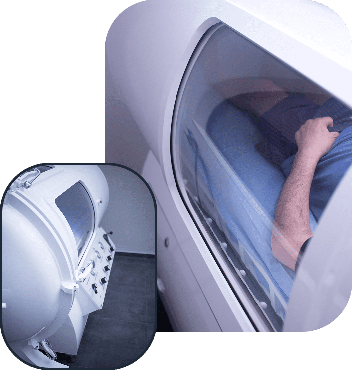 A person inside a medical imaging machine.